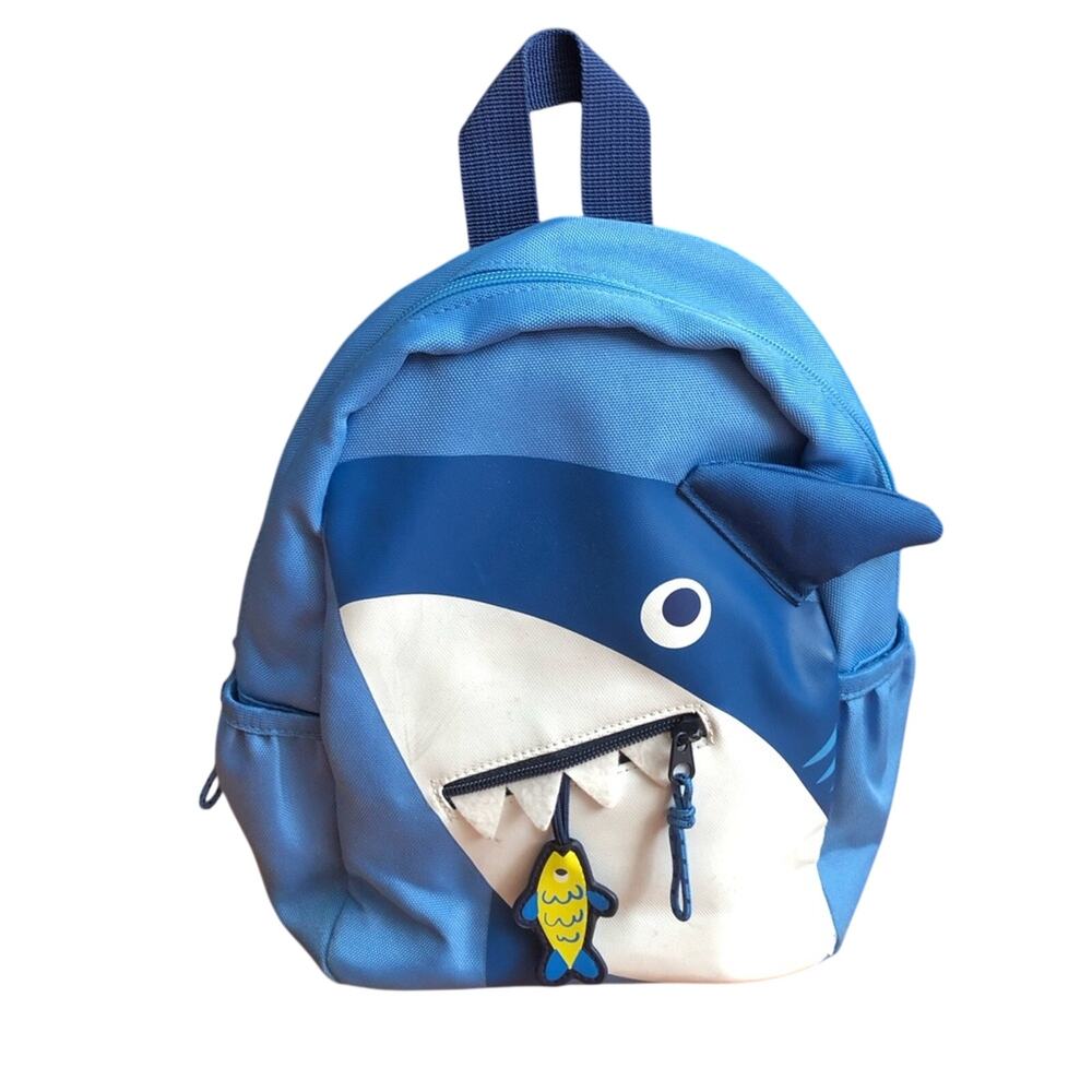 Shark Aplique Blue White Casual Camp School Small Kid's Backpack